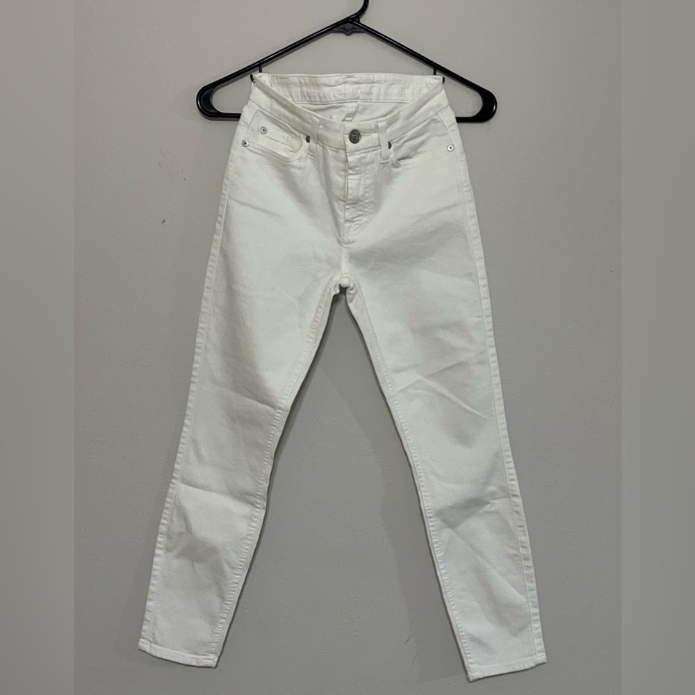 7 For All Mankind Women's White Skinny Jeans